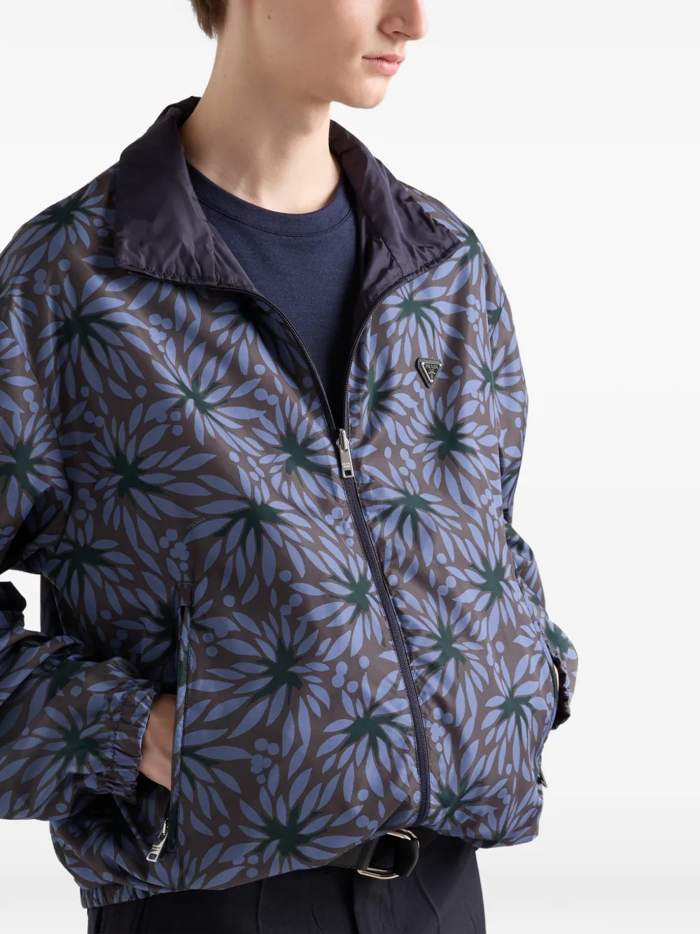 Prada Omkeerbaar Re-Nylon jack Blauw