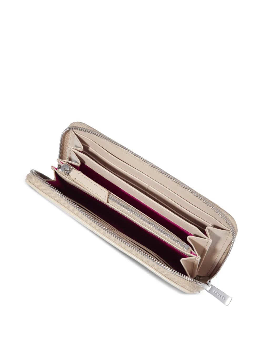 Lancel Gewatteerde portemonnee met rits Beige