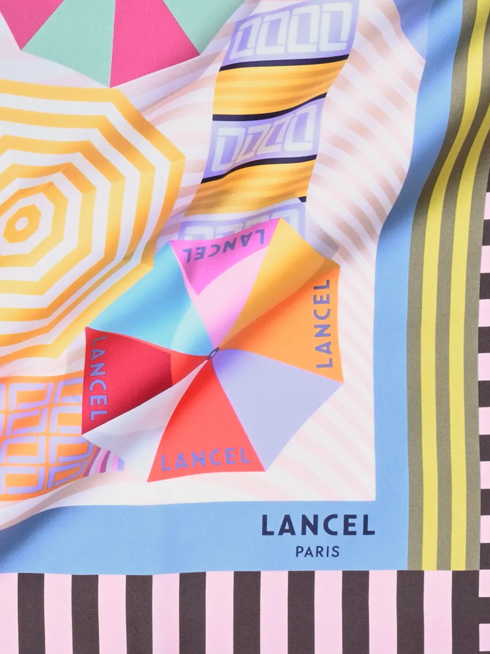  Lancel Silk Square Scarf - Blue 