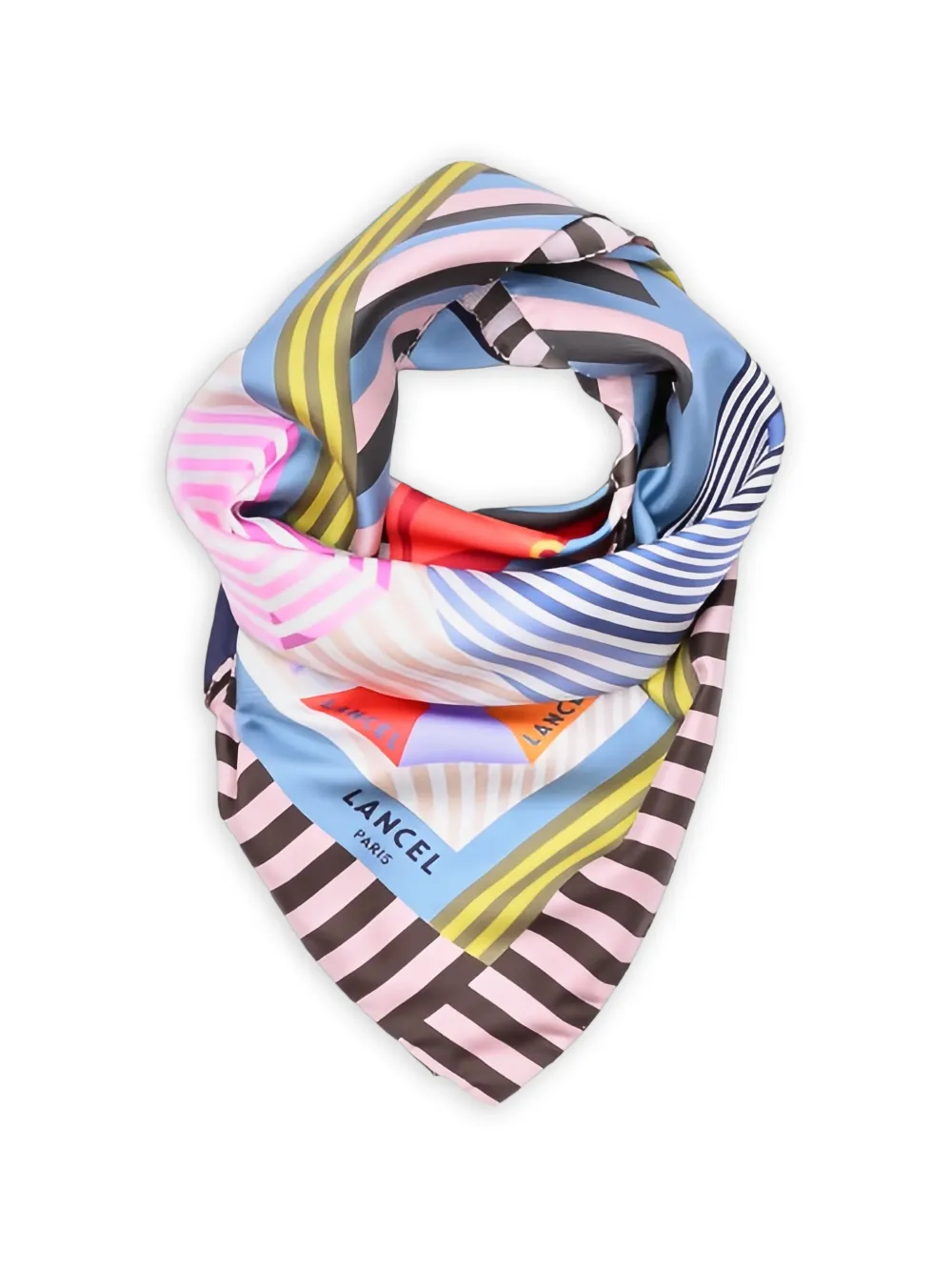  Lancel Silk Square Scarf - Blue 