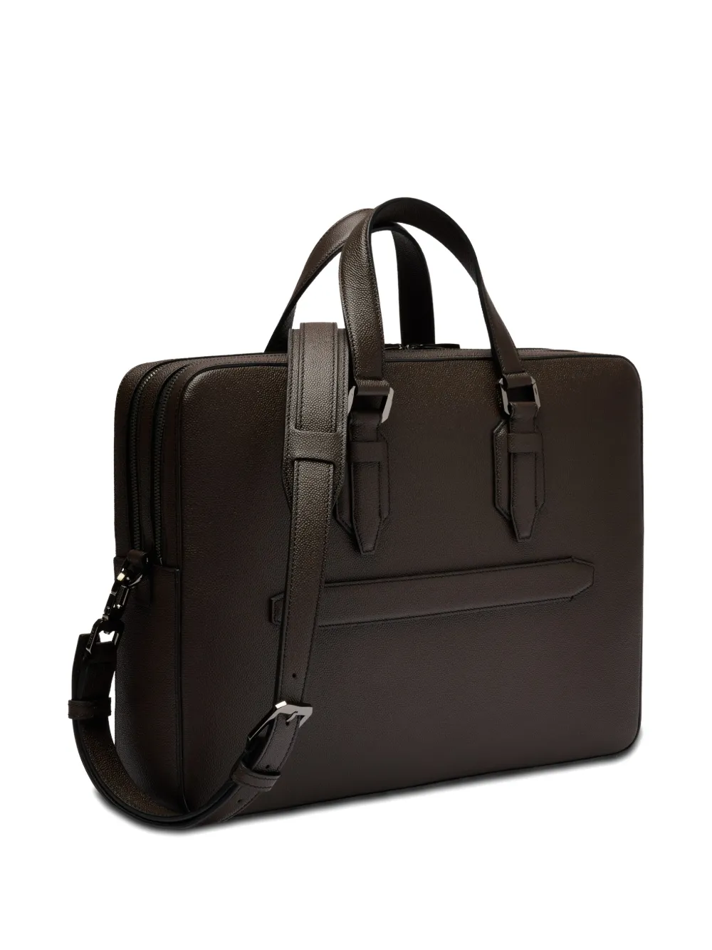 Lancel Charlie leren aktetas met textuur Bruin