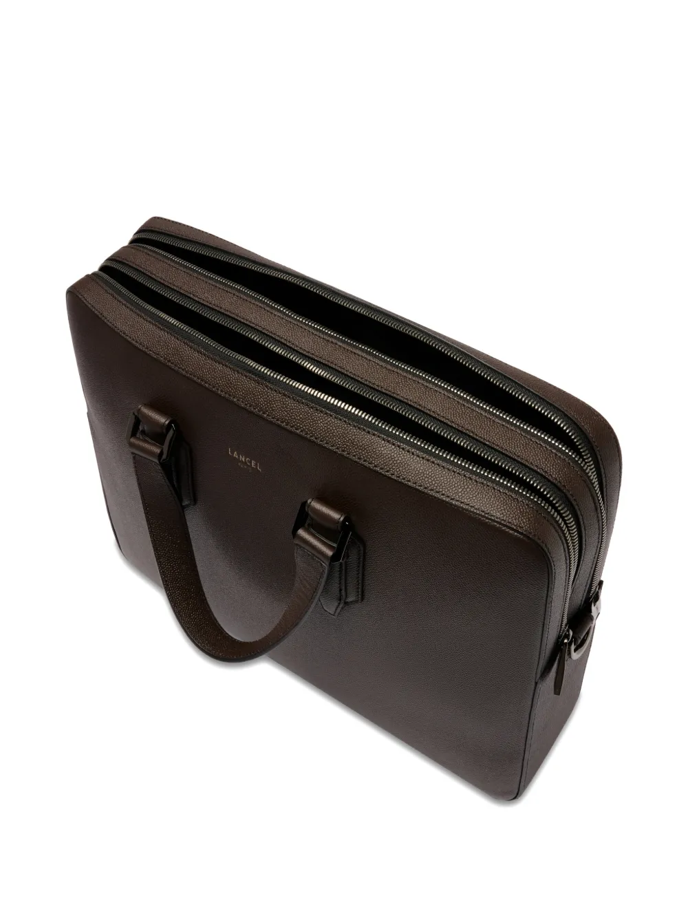 Lancel Charlie leren aktetas met textuur Bruin