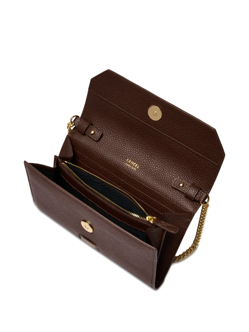 Lancel Ninon kleine portemonnee met ketting Bruin