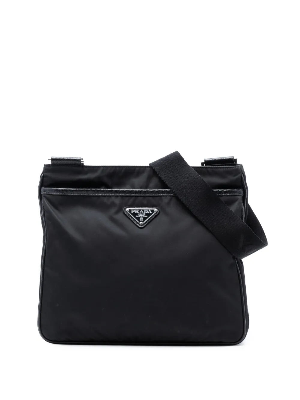 Prada Pre-Owned 2013-2025 Saffiano Trimmed Re Nylon Zip Top crossbody bag - Nero