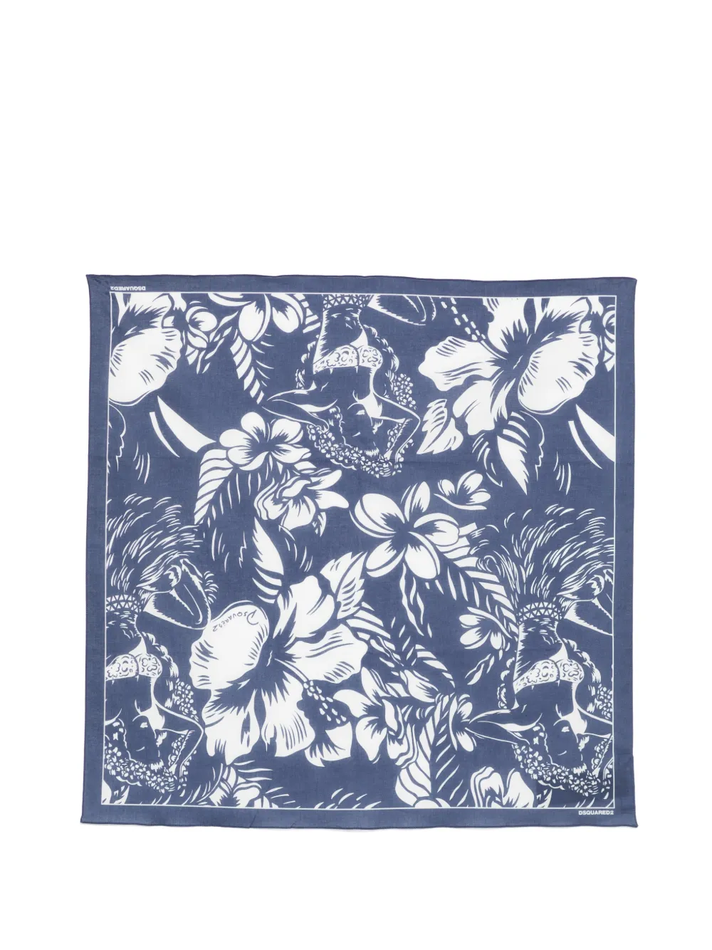 Dsquared2 Floral-print Scarf In Blue