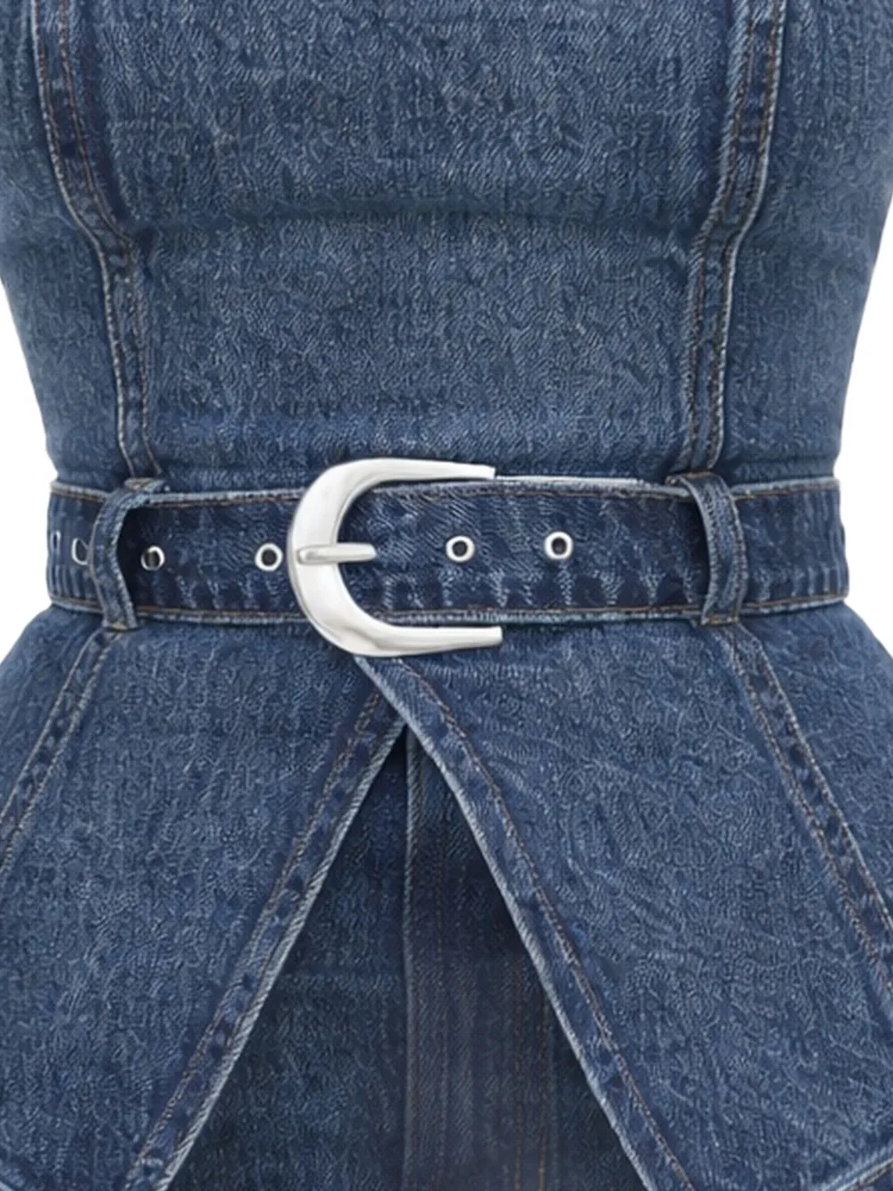  Reformation Collins Belted Denim Top - Blue 