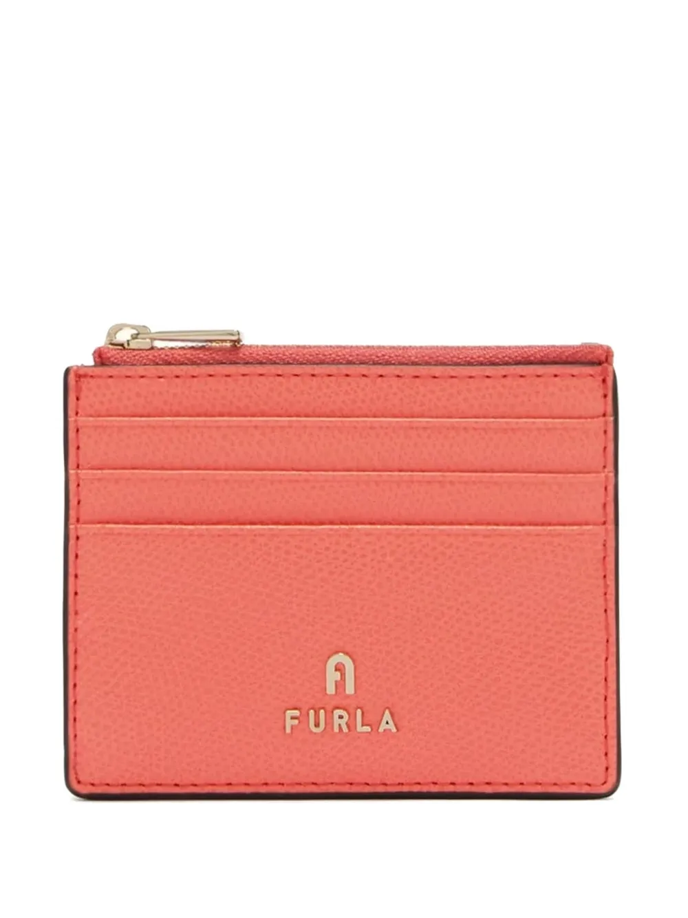 Furla Camelia textured logo card case wallet - Arancione