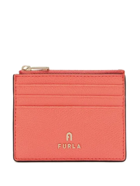 Furla Camelia textured logo card case wallet