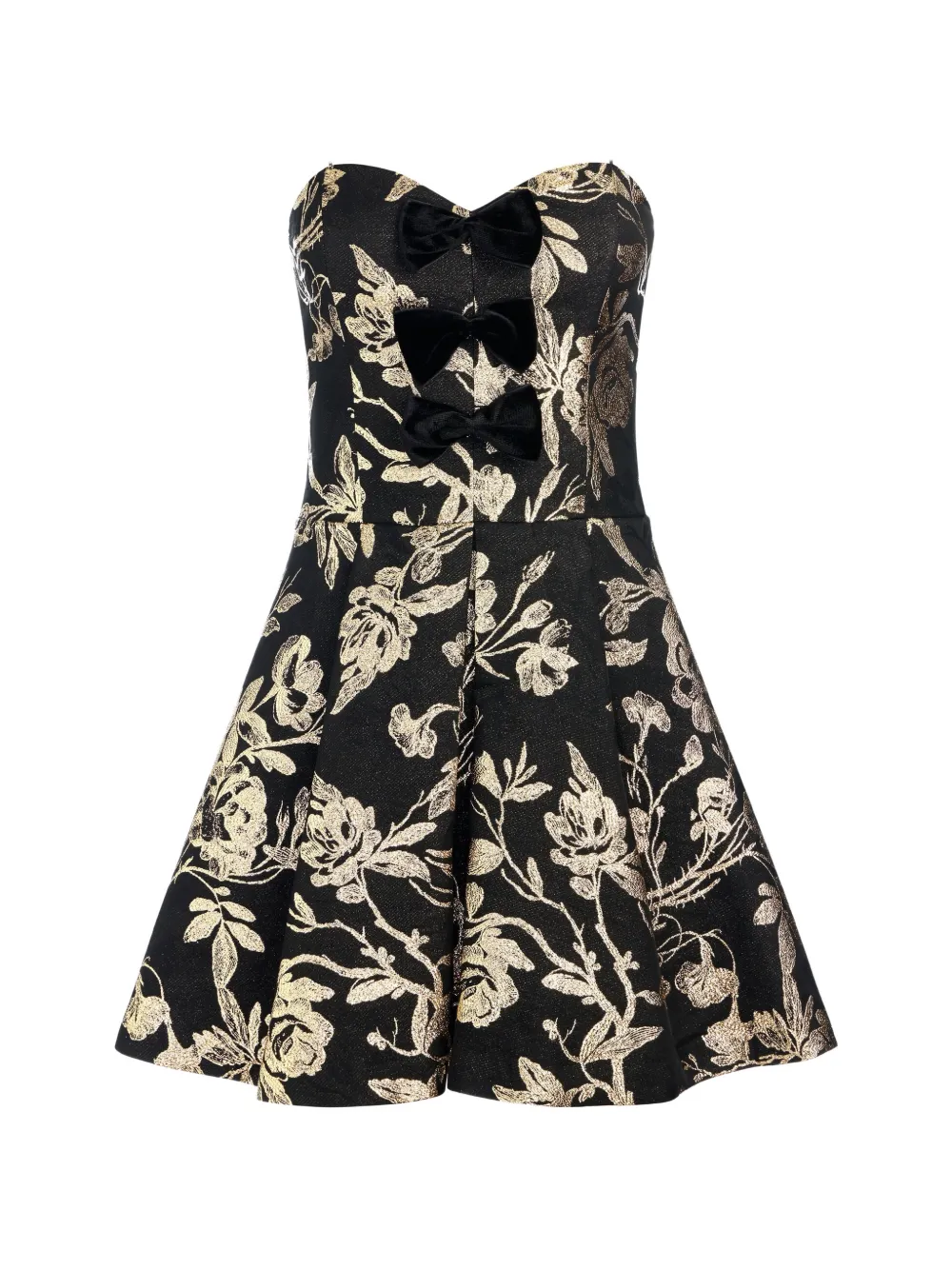 alice + olivia bow-detail floral mini dress - Nero