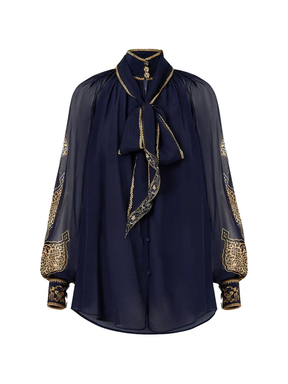 Camilla detachable-bow blouse - Blu