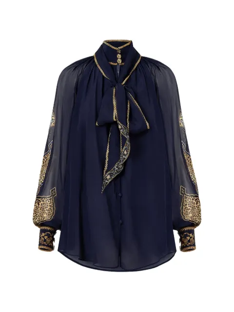 Camilla detachable-bow blouse