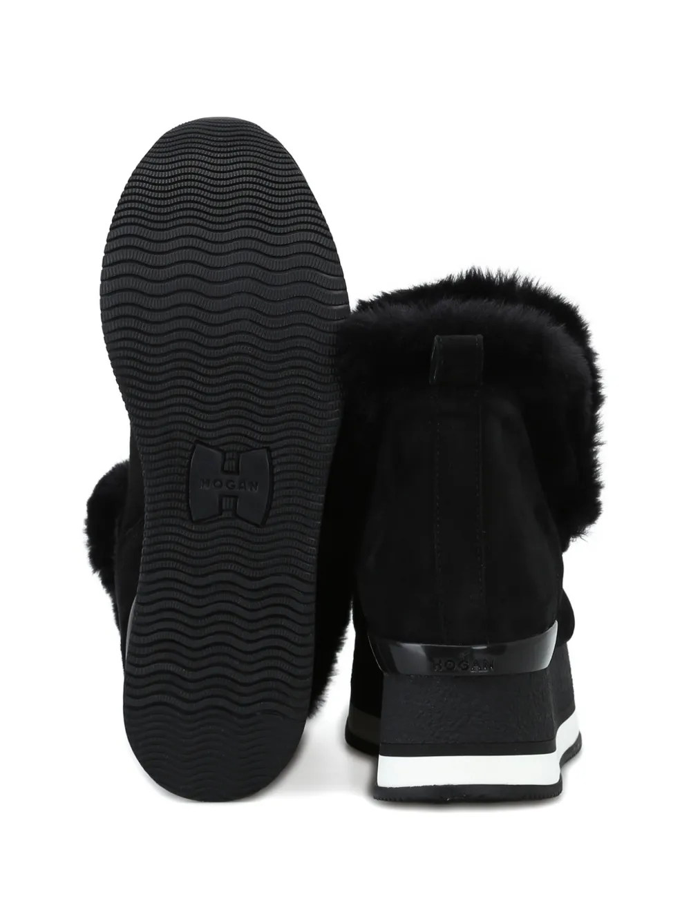 Hogan Laarzen met plateauzool van imitatiebont Zwart