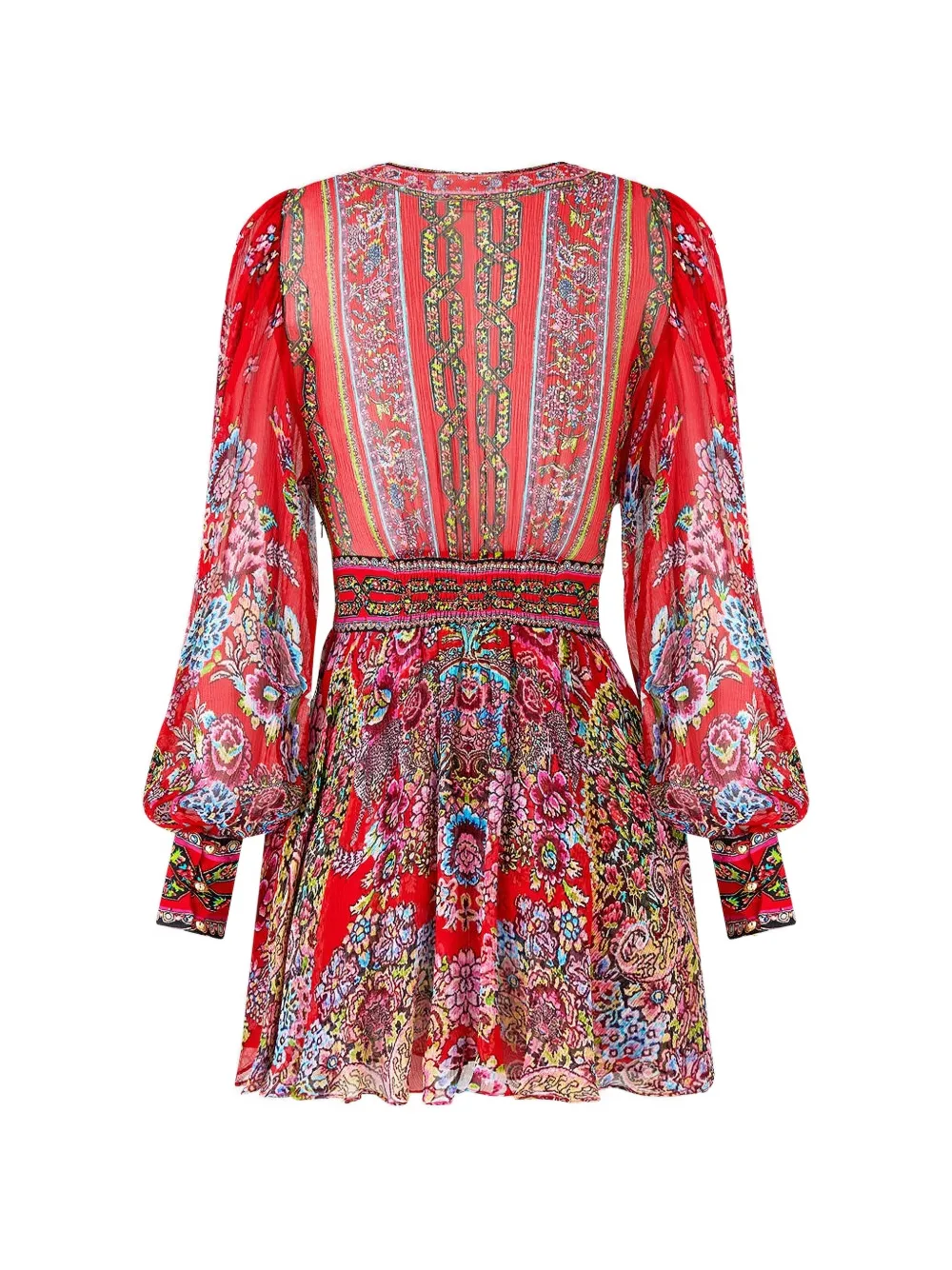 Camilla Artisans Of Anatolia mini-jurk met lange mouwen Rood