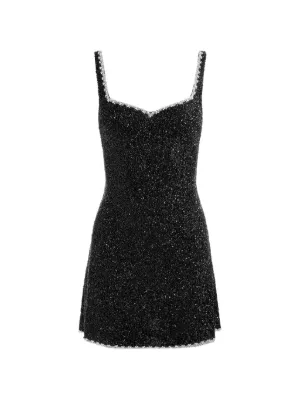 disco cocktail dress Sequins Dress Holiday Black Silk Vintage DISCO Cocktail Party Dress Size M/L