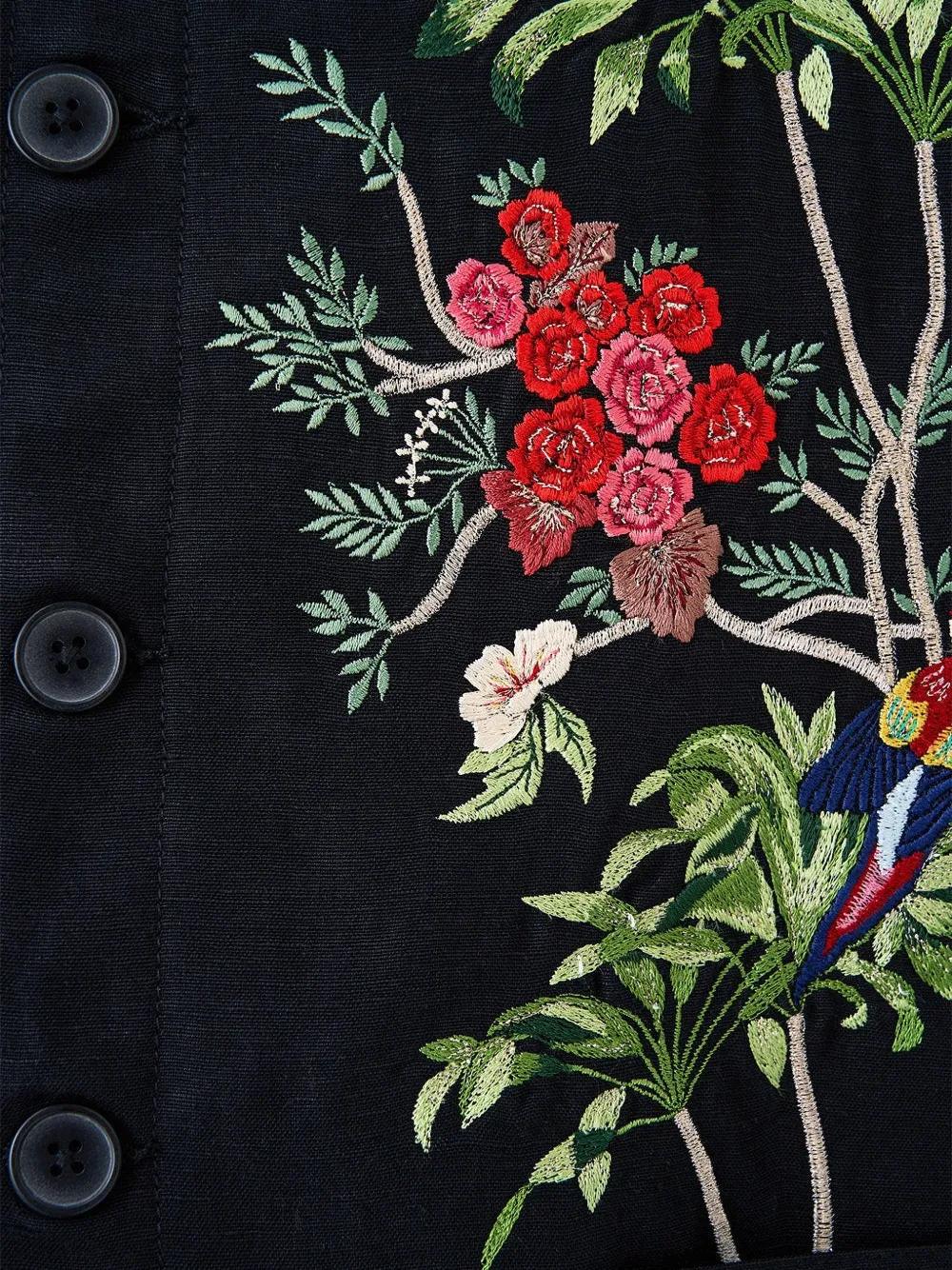  Camilla Floral-embroidered Jacket - Black 