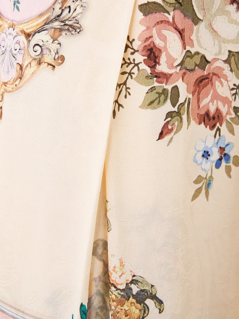 Camilla Broek met bloemenprint en gestrikt detail Beige