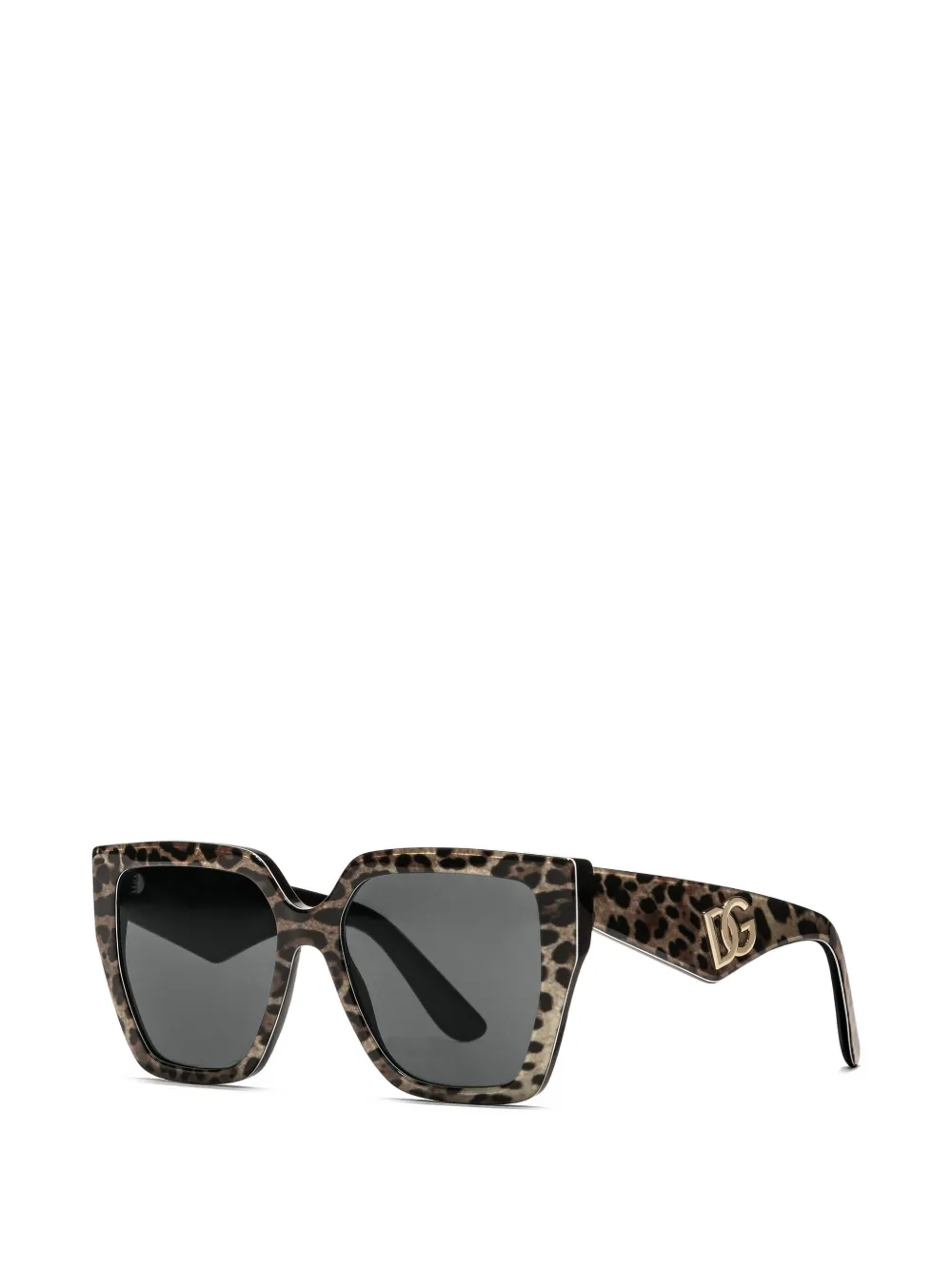 Crossed leopard-print square-frame sunglasses