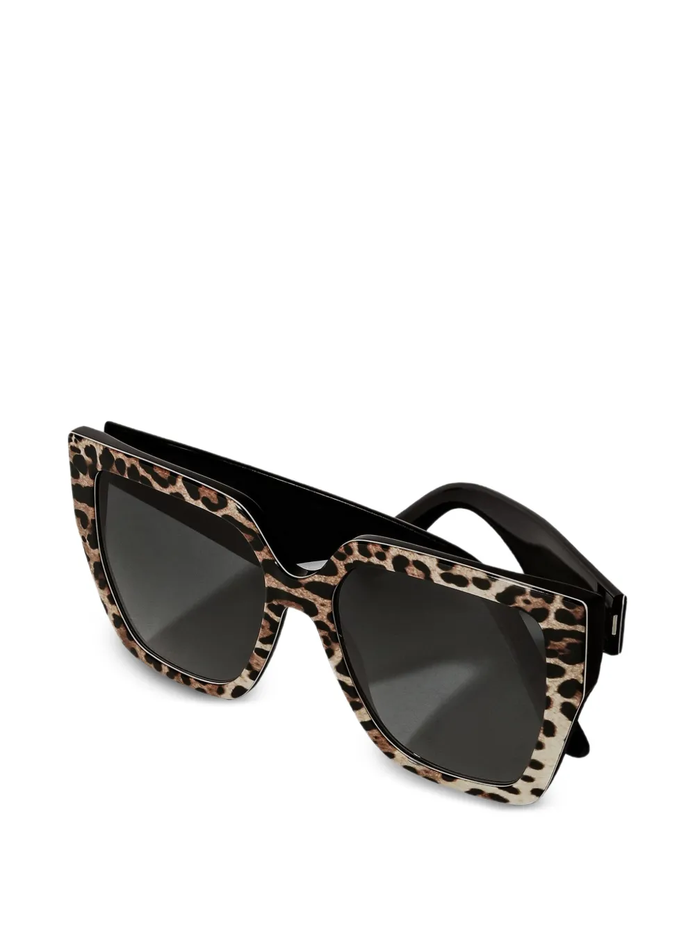 Crossed leopard-print square-frame sunglasses