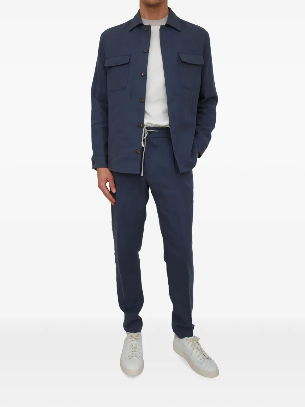 Eleventy Shirtjack met klepzak Blauw