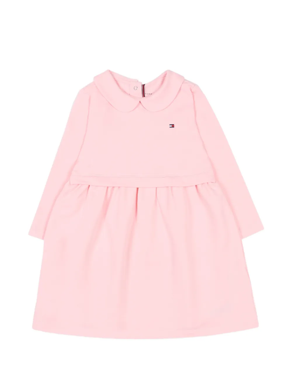 Tommy Hilfiger Junior logo-embroidered long-sleeve dress - Rosa