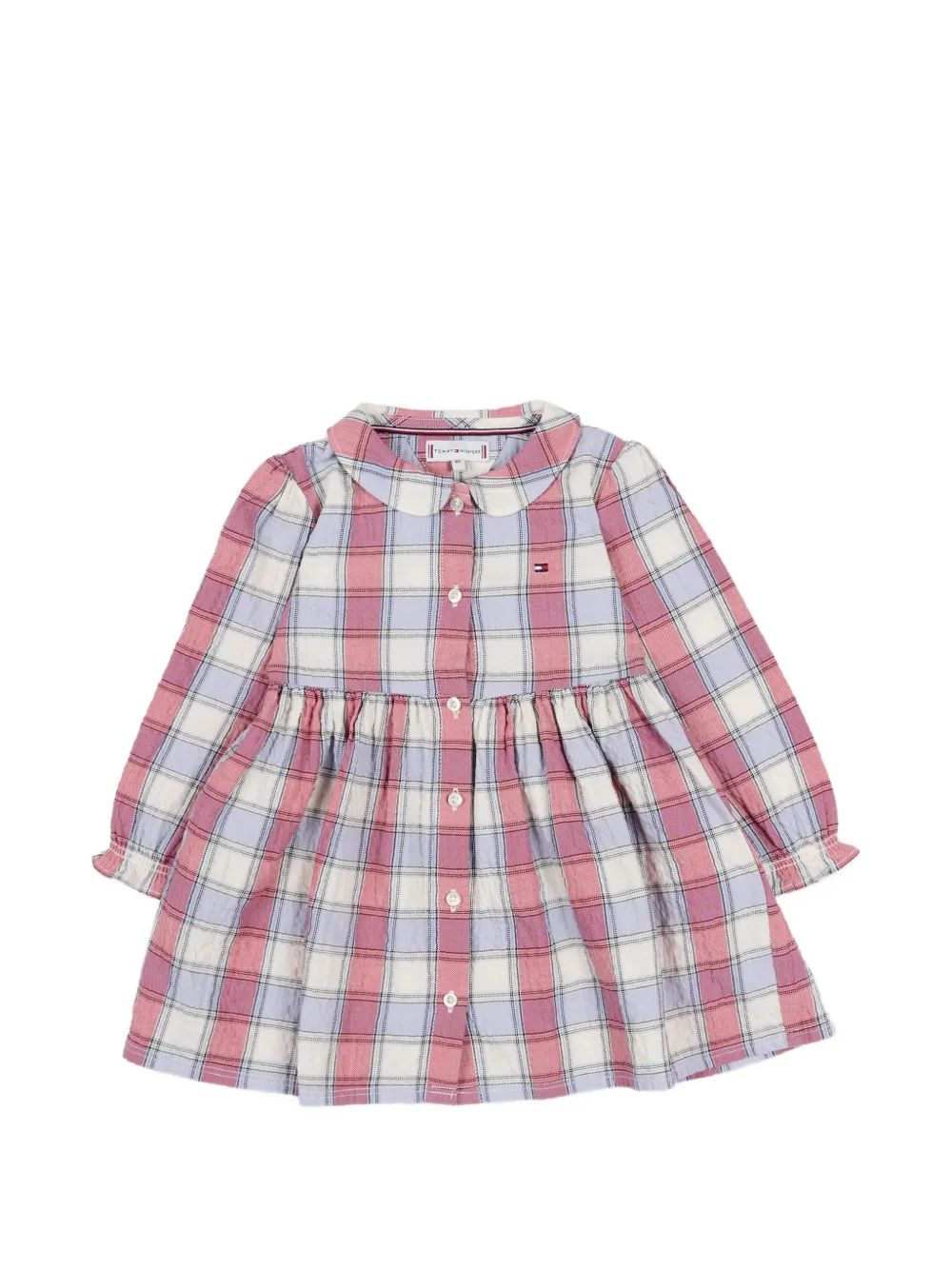 Tommy Hilfiger Junior check-pattern long-sleeved dress - Rosa