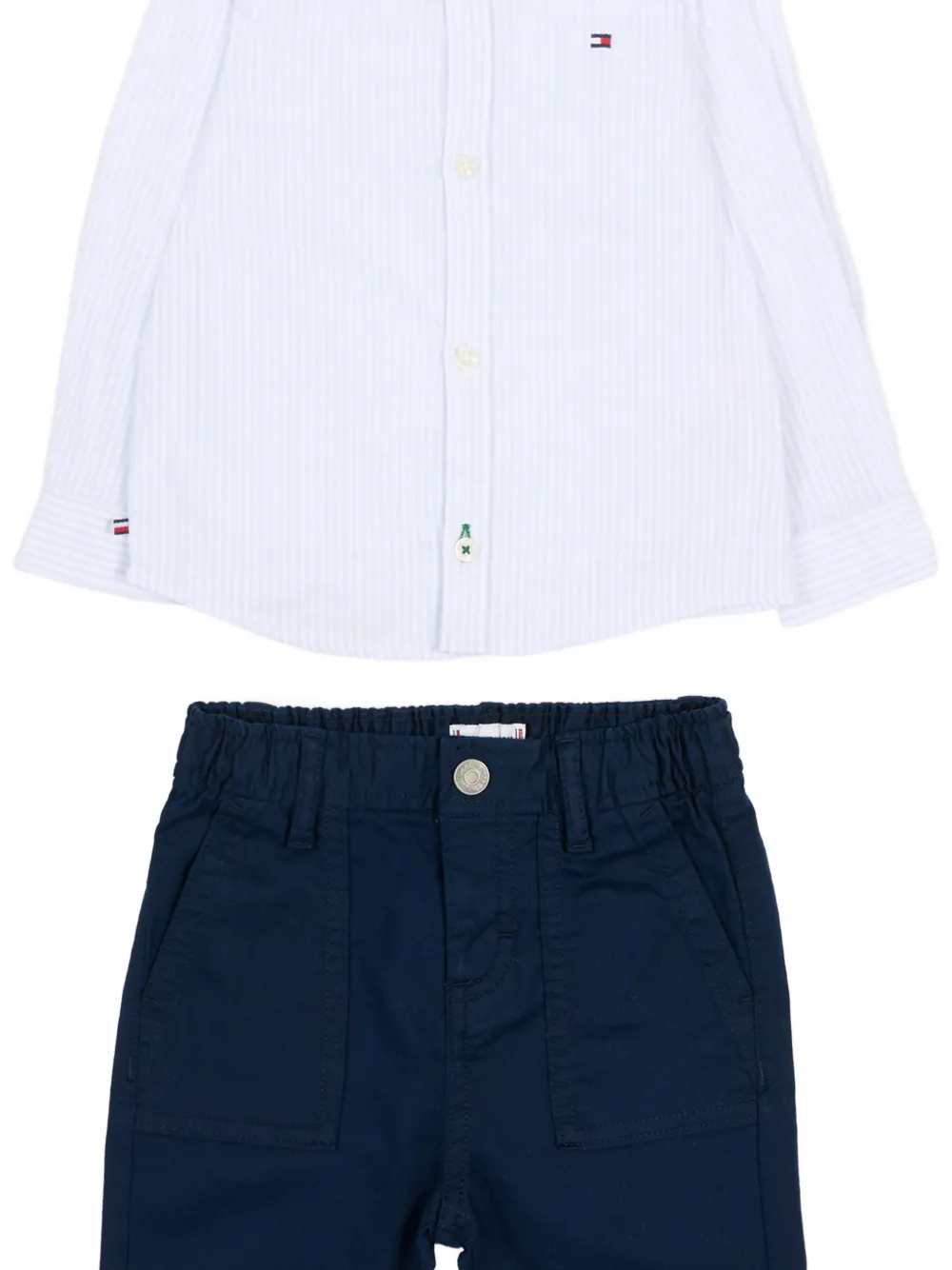  Tommy Hilfiger Junior Belt-loop Buttoned Trousers Set - White 