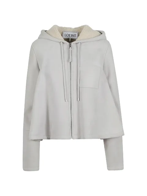 LOEWE leather hooded jacket