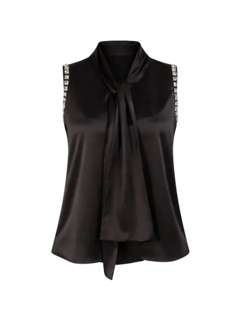 PINKO blusa con moño en el cuello y detalles de cristal