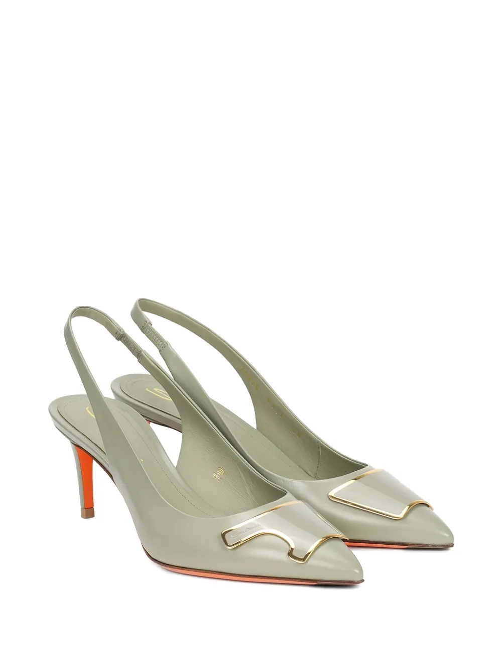 Santoni Slingback pumps met detail Groen