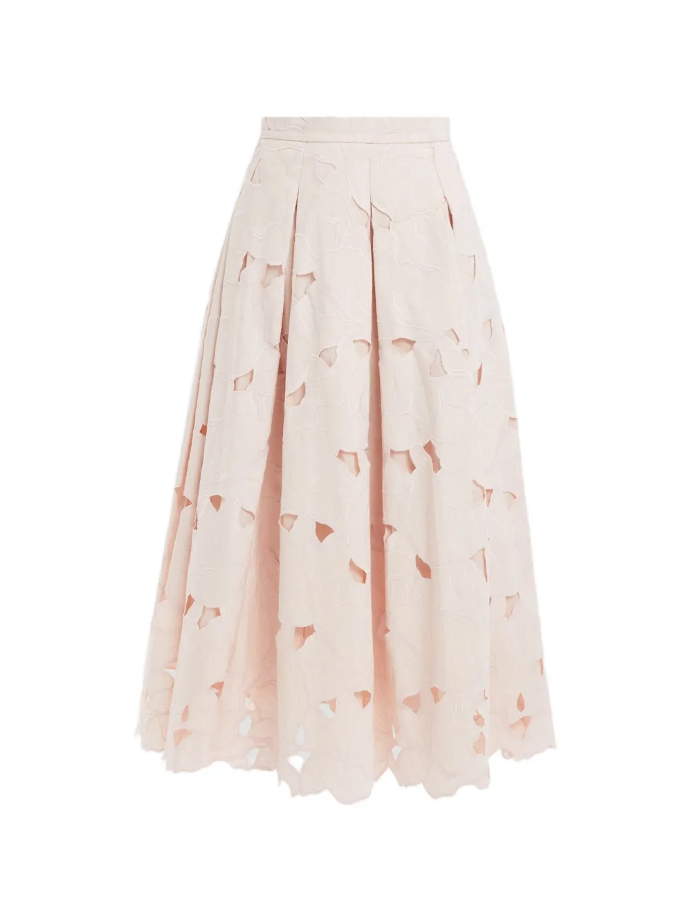 ERDEM floral cutwork pleated midi skirt - Rosa