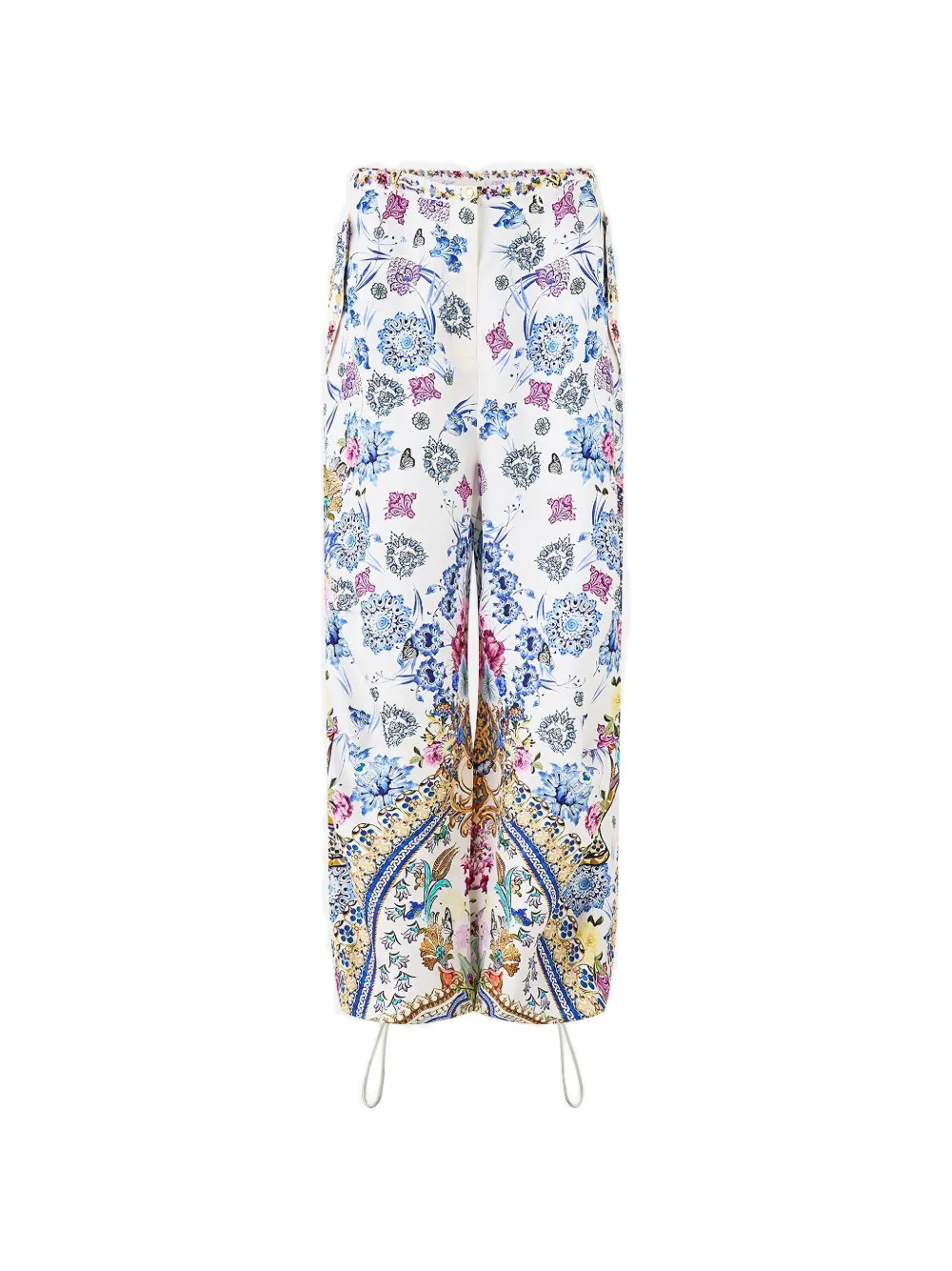 Camilla Parachute drawstring floral pants - Bianco