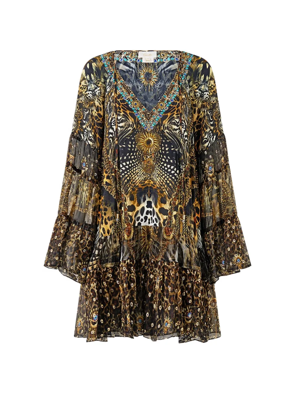 Camilla gathered mini dress - Marrone