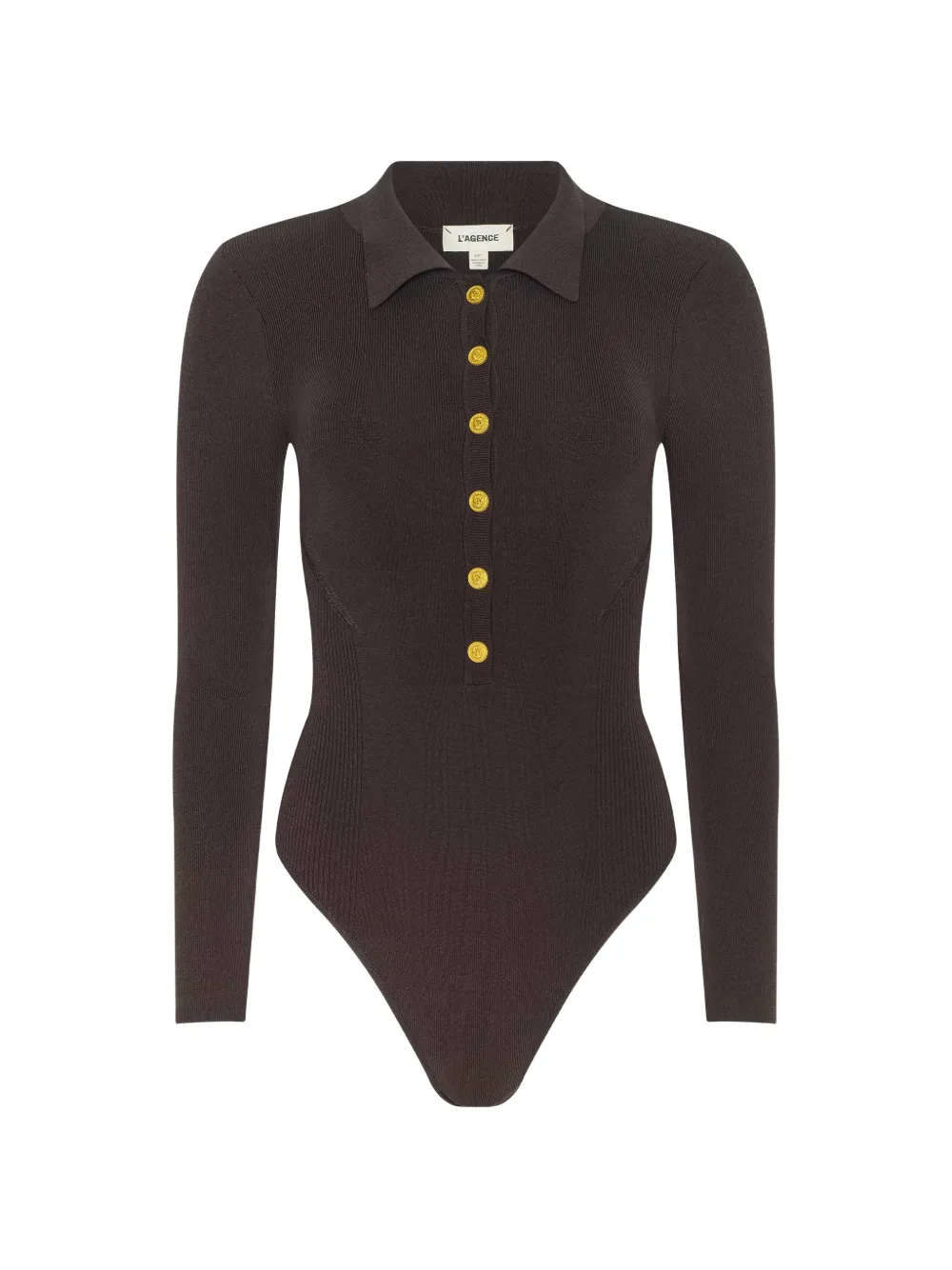 L'Agence buttoned polo top - Marrone