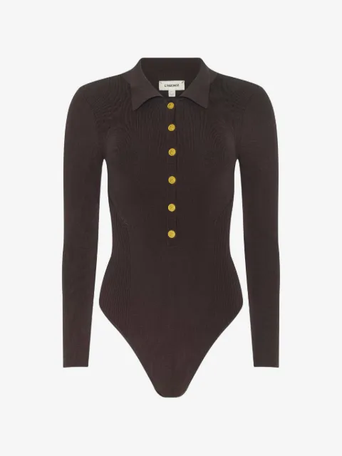 L'Agence buttoned polo top