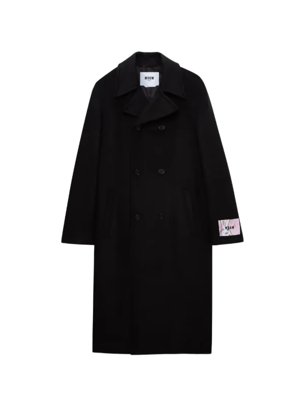 MSGM ロゴパッチ ダブルコート | ブラック | FARFETCH JP