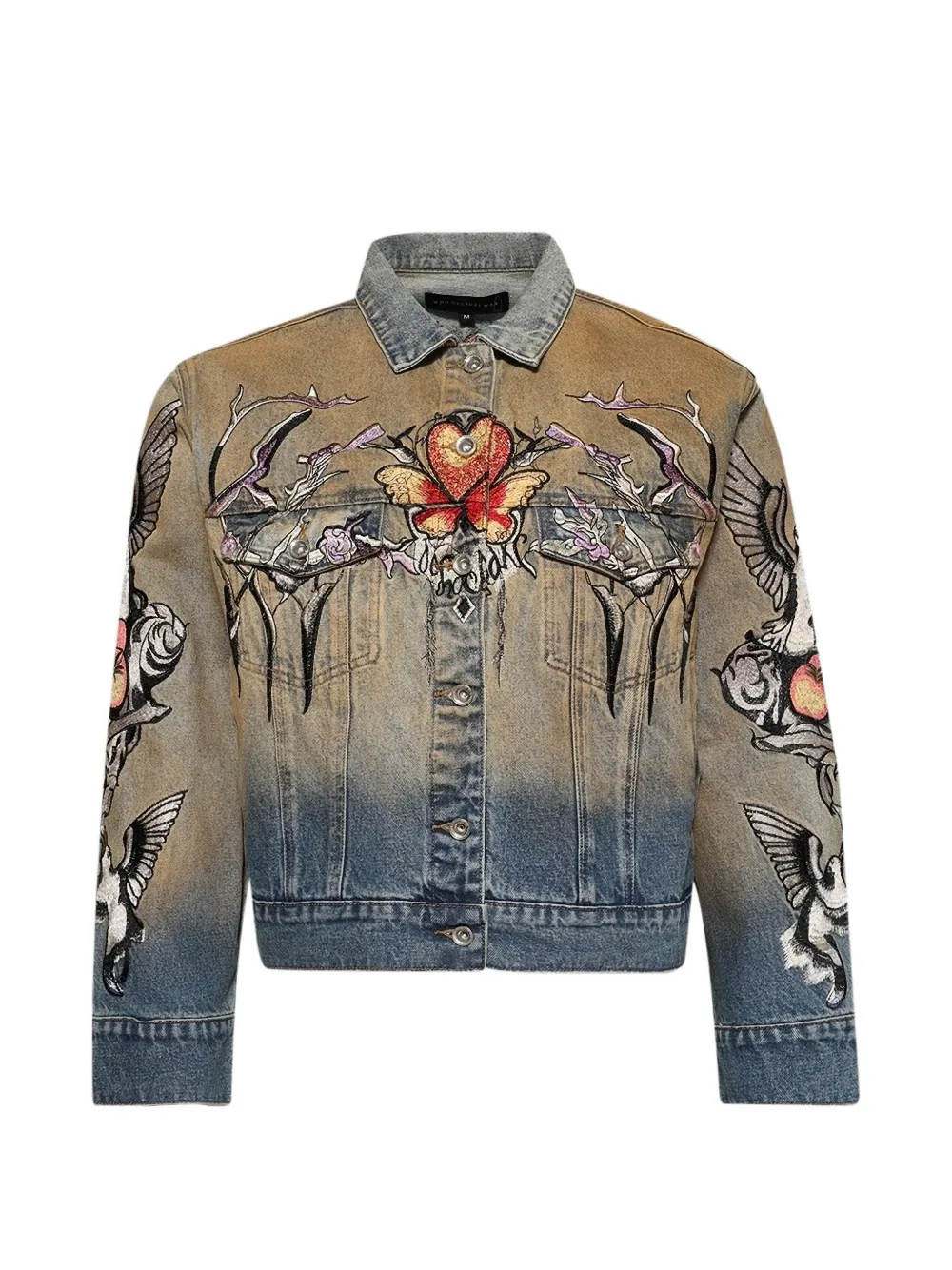 Who Decides War Dove embroidered trucker jacket - Blu