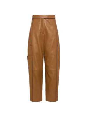 S Max Mara レザー ストレートパンツ | ブラウン | FARFETCH JP