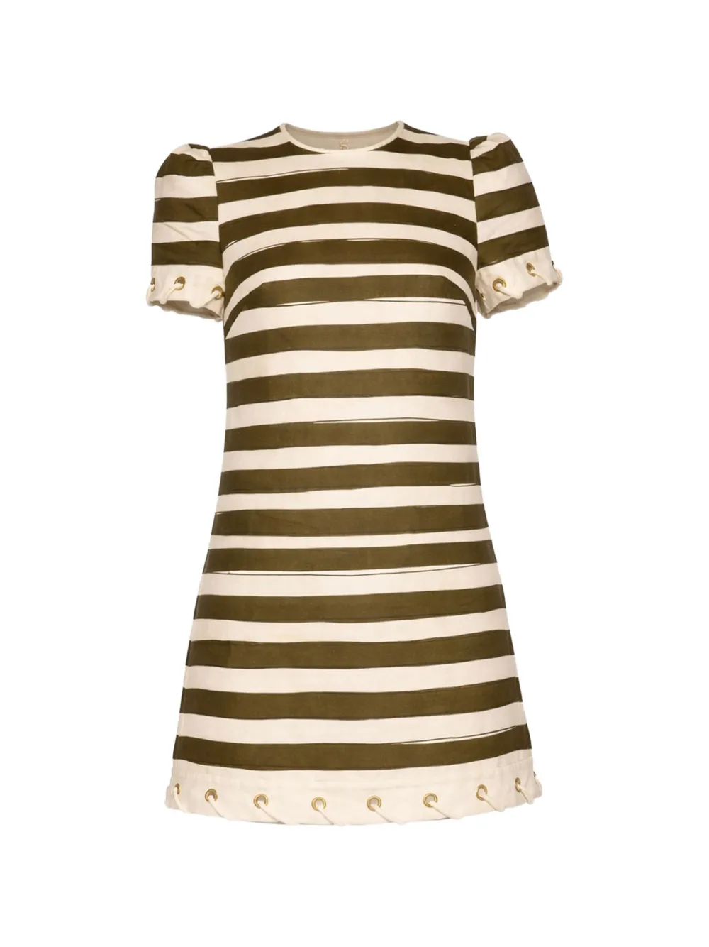 ZIMMERMANN striped eyelet-detail mini dress - Verde