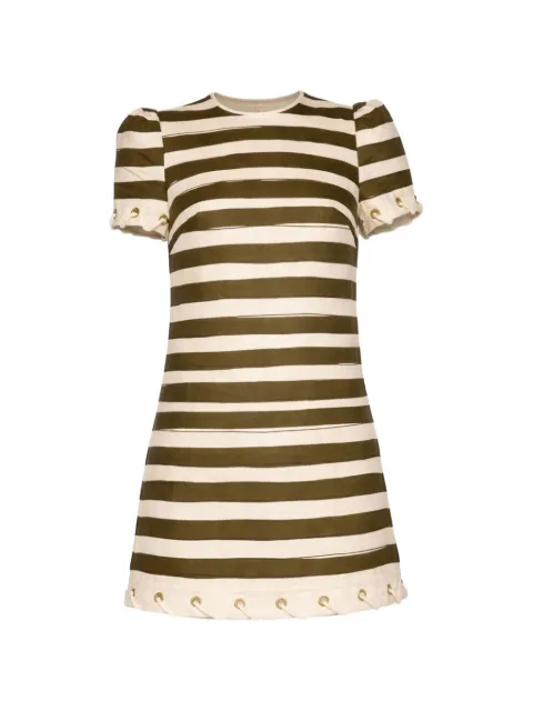 ZIMMERMANN striped eyelet-detail mini dress
