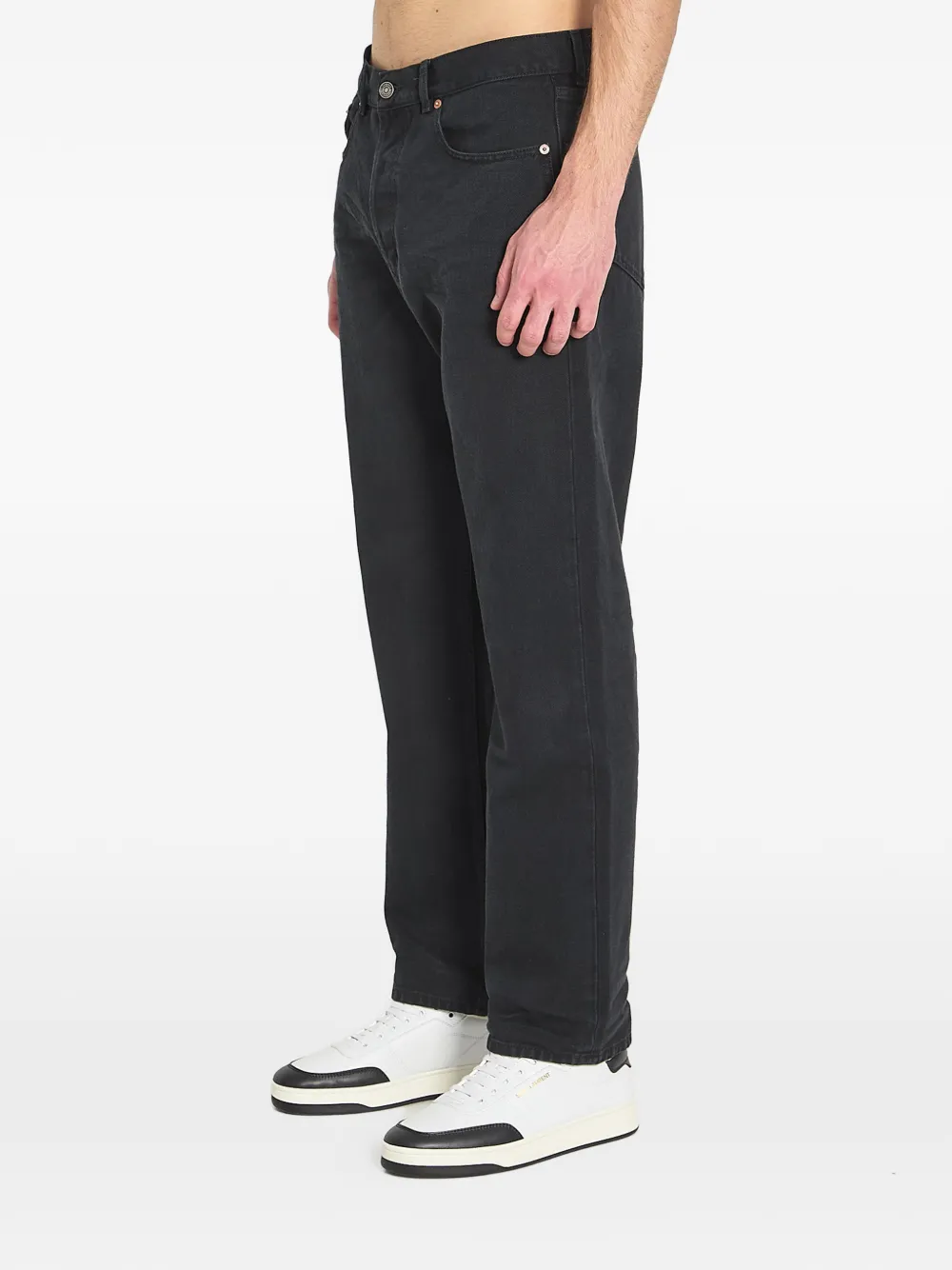  Saint Laurent Leather-patch Five-pocket Jeans - Black 