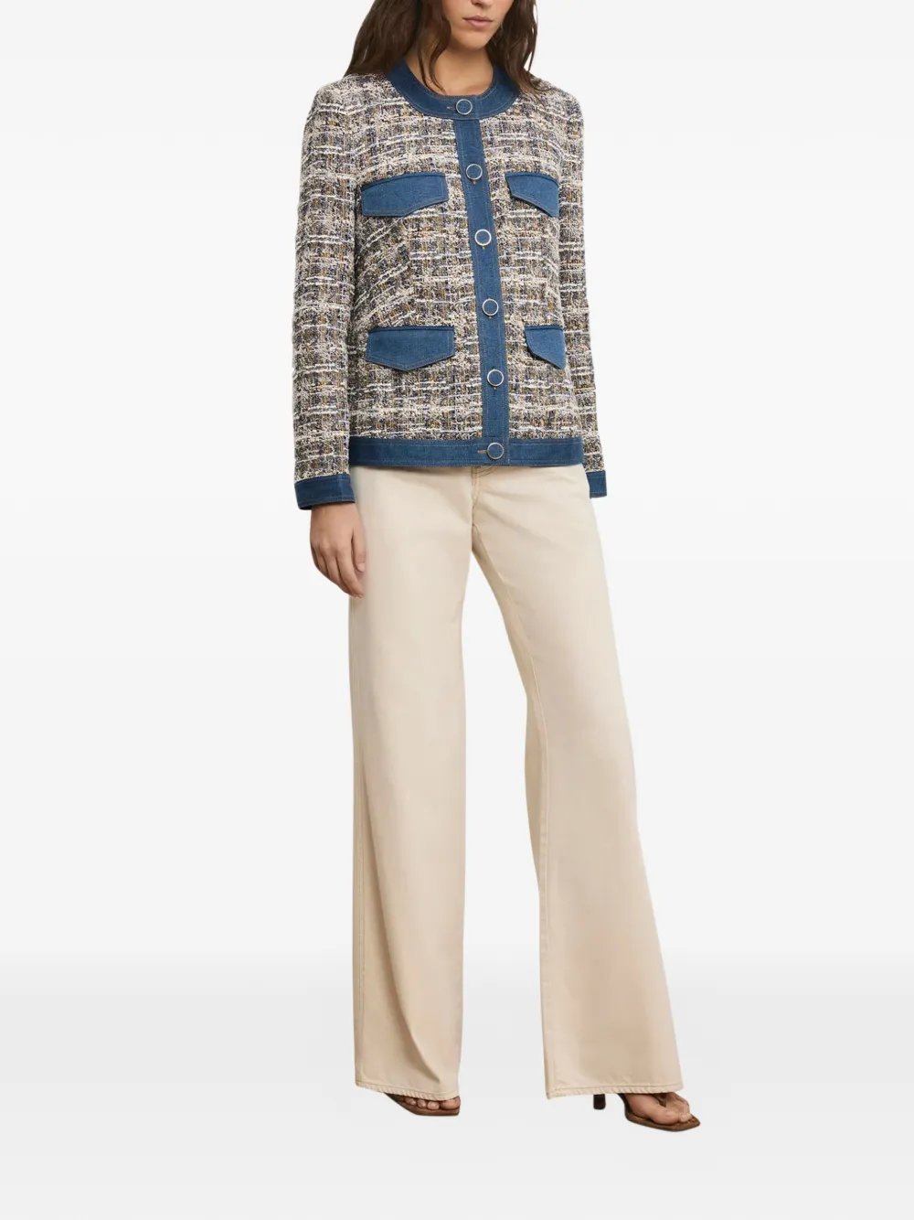  Veronica Beard Ainslie Tweed Pocket Jacket - Neutrals 