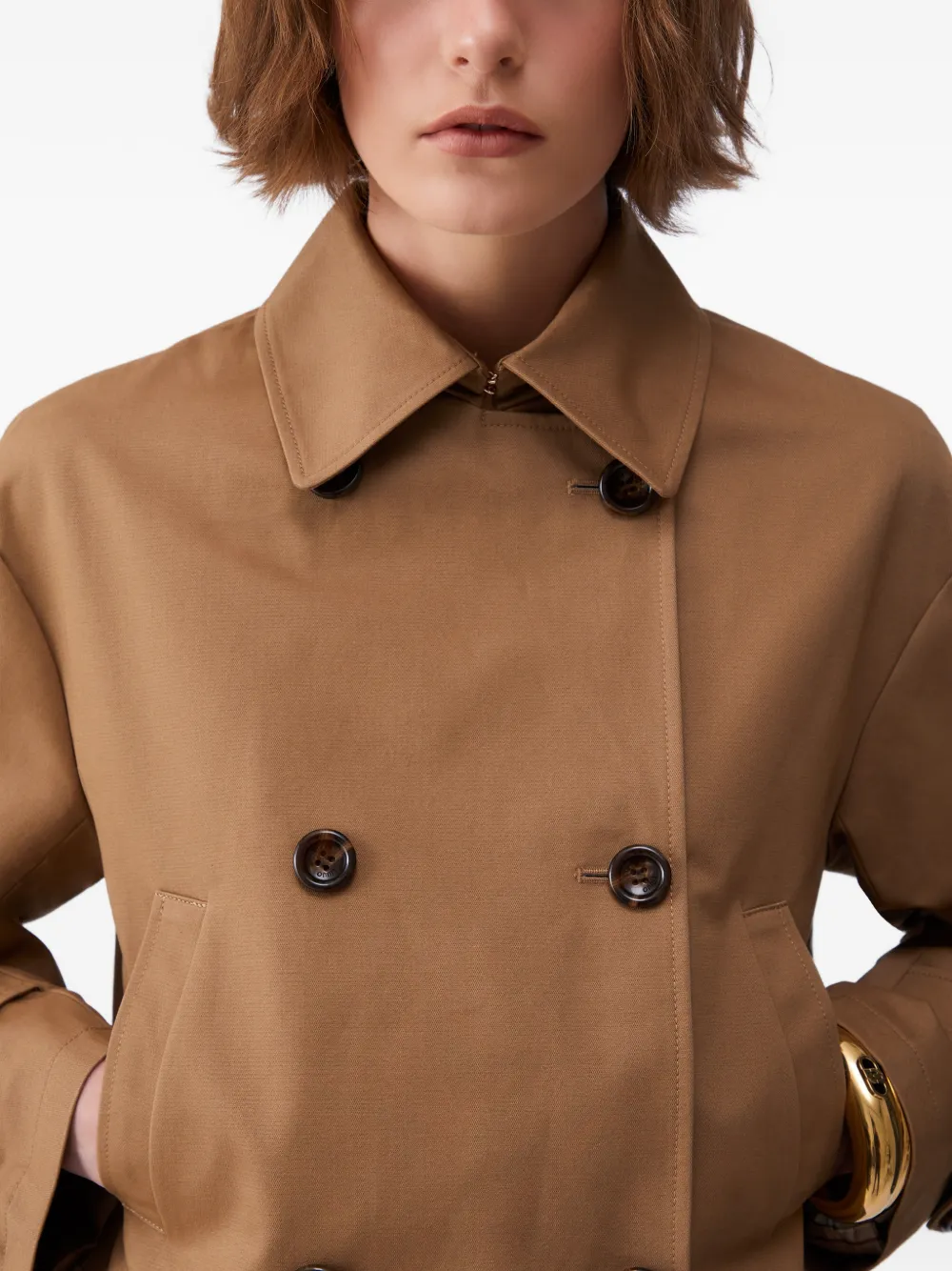 LIU JO Gabardine korte trenchcoat Bruin