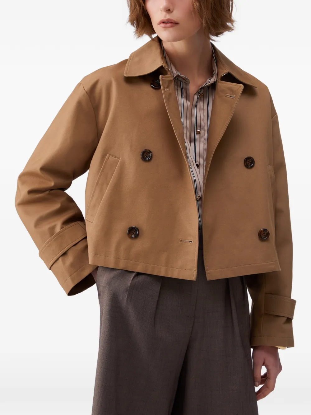 LIU JO Gabardine korte trenchcoat Bruin