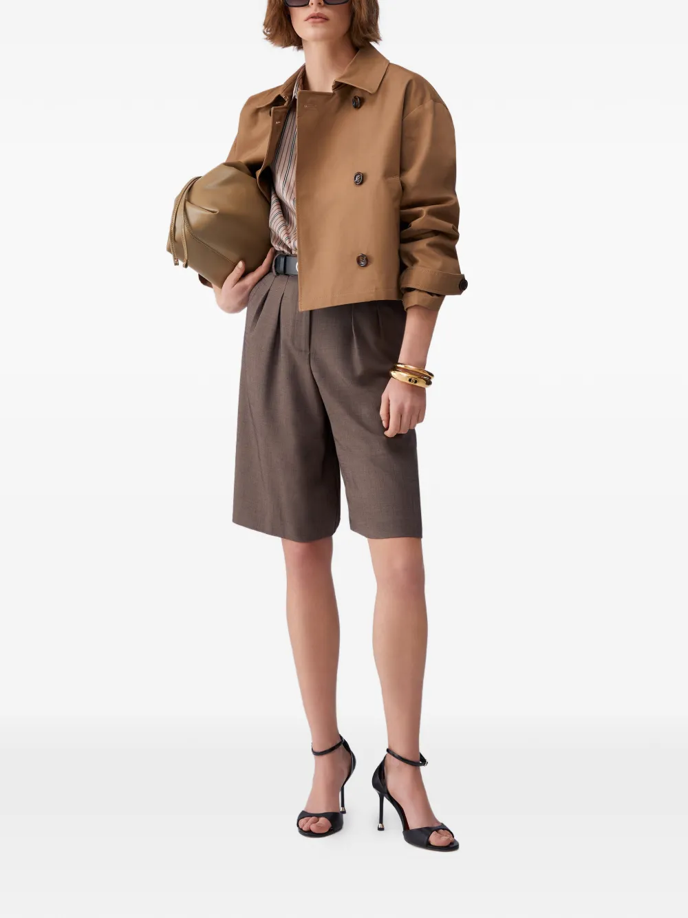 LIU JO Gabardine korte trenchcoat Bruin