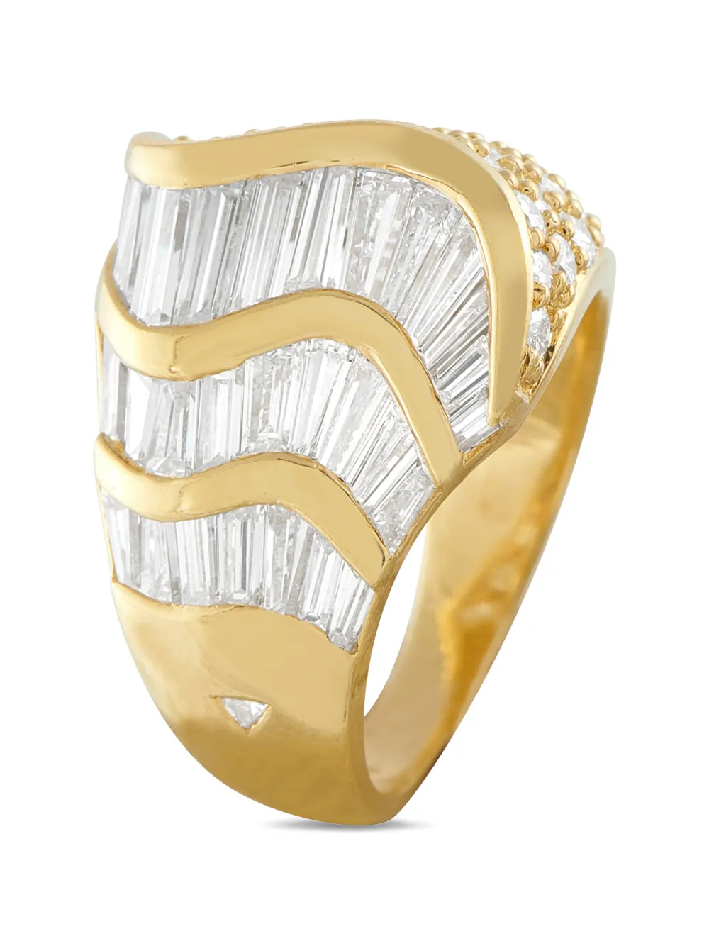 LB Exclusive 18k yellow gold diamond baguette ring