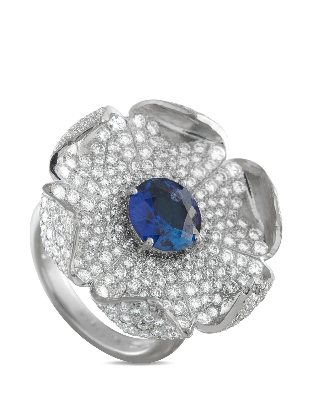 LB Exclusive diamond sapphire flower ring - Argento