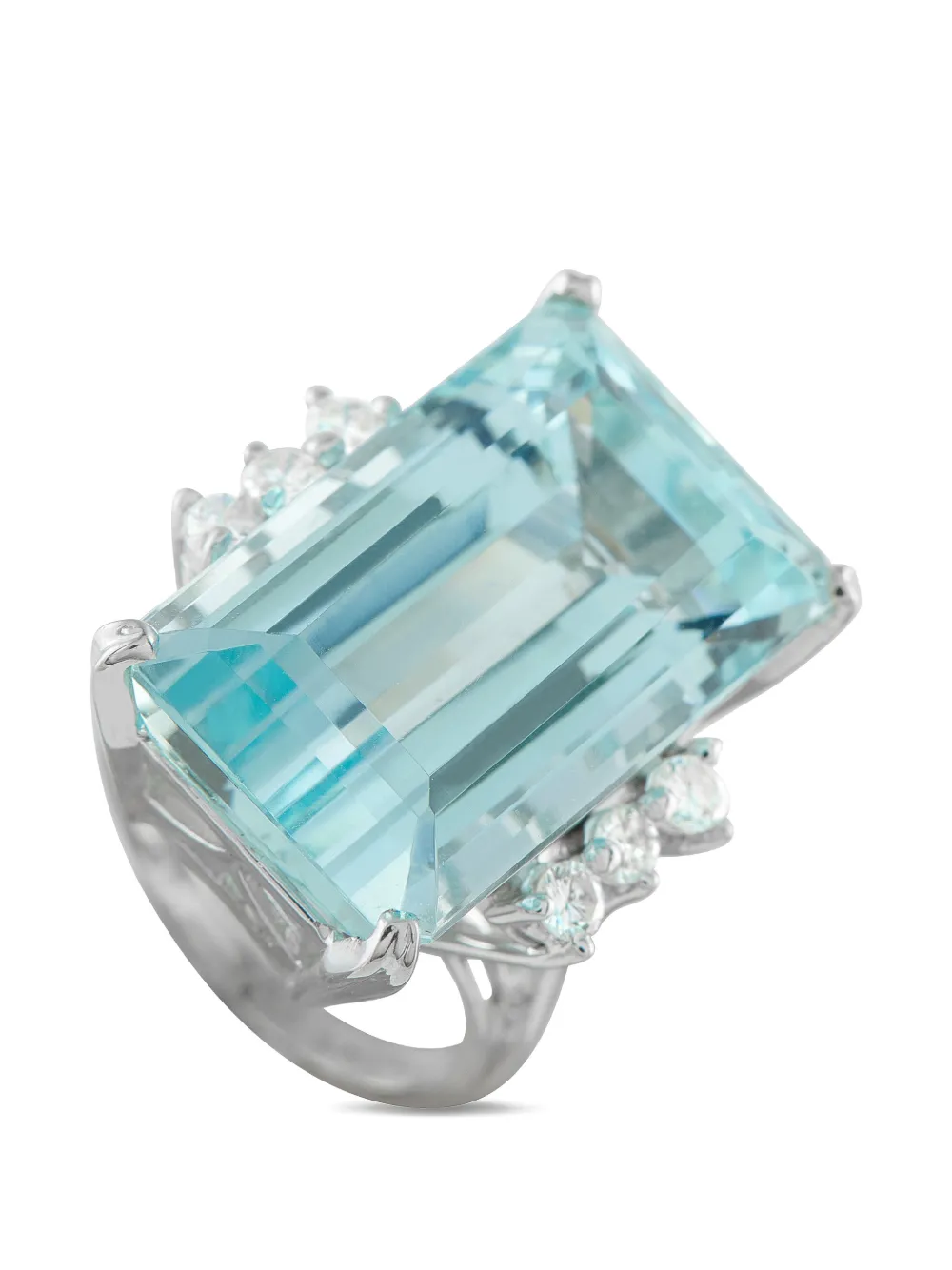 LB Exclusive 14k white gold aquamarine diamond ring - Argento