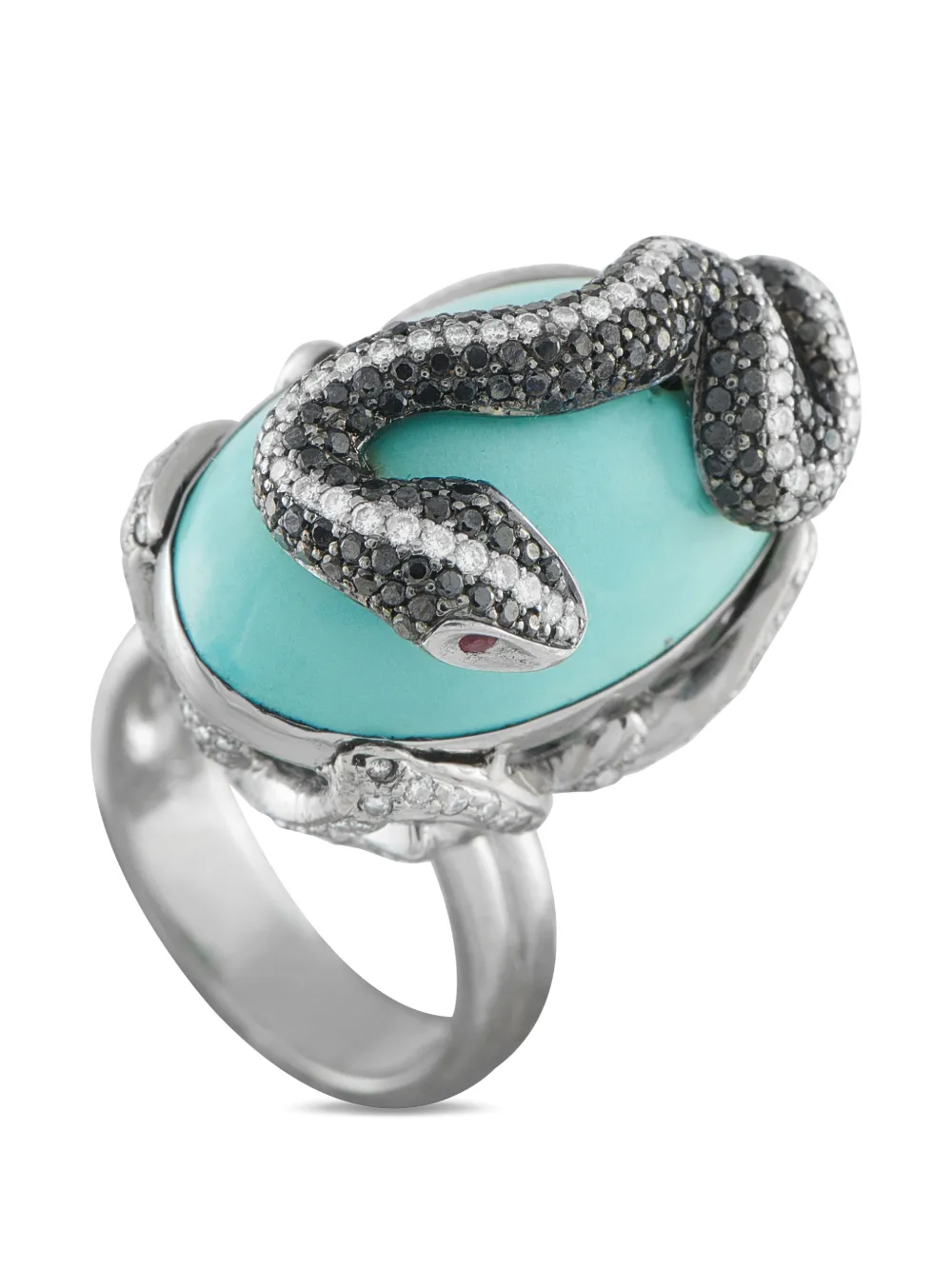 LB Exclusive turquoise diamond snake ring - Argento