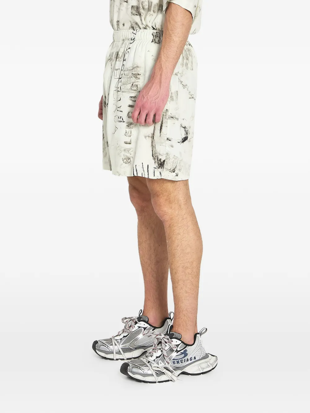 elastic-waist print pyjamas shorts