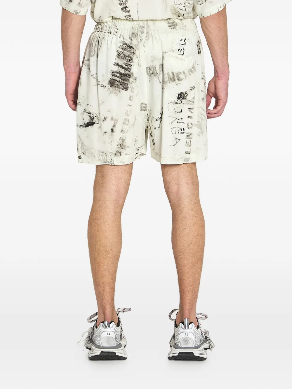 elastic-waist print pyjamas shorts